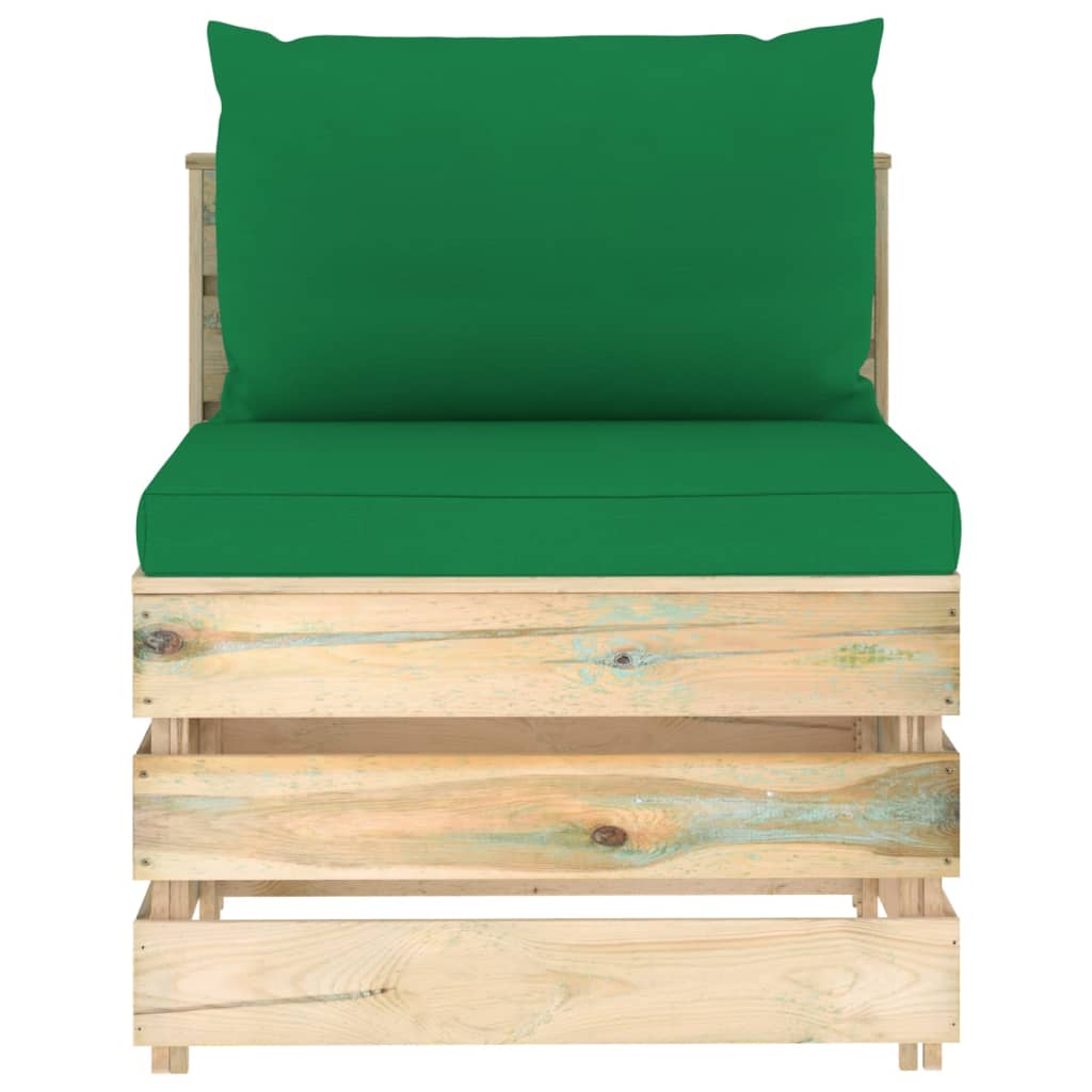 Sectioneel Met Kussens Geïmpregneerd Hout Groen en bruin Middenbank