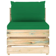Sectioneel Met Kussens Geïmpregneerd Hout Groen en bruin Middenbank