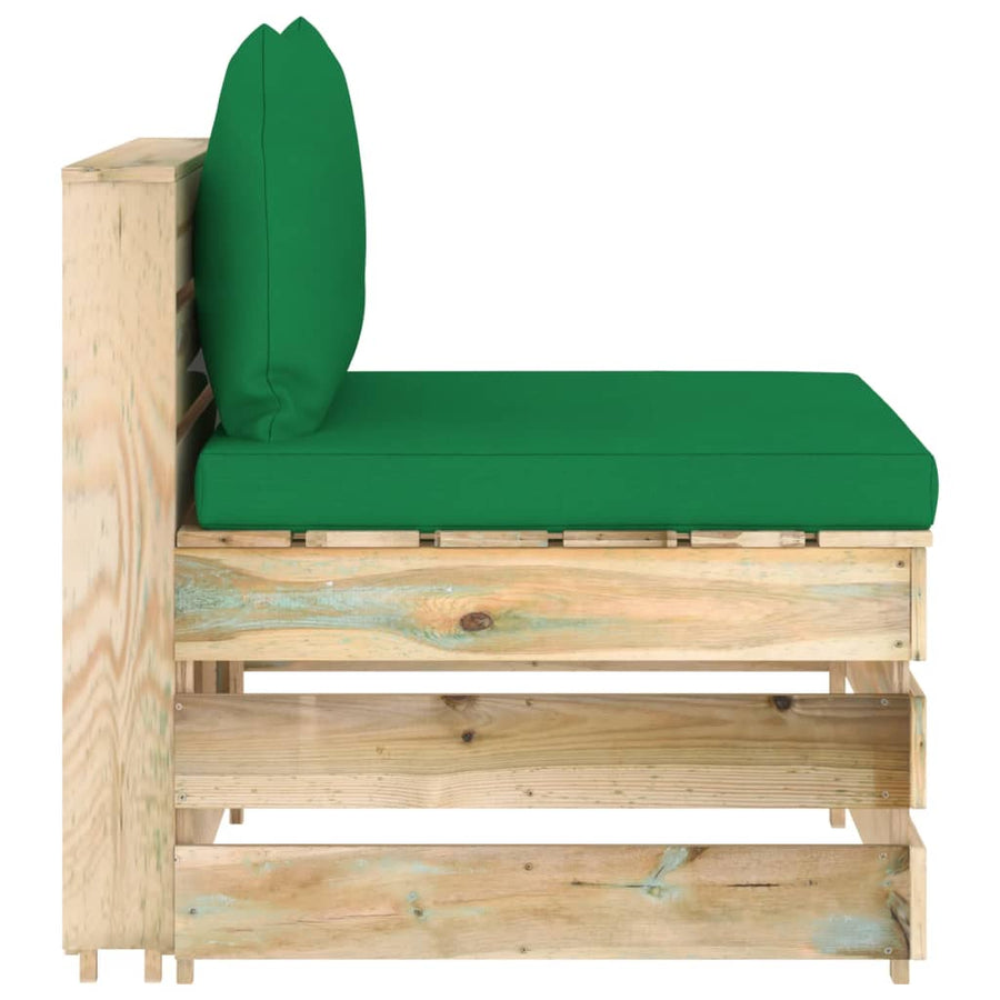 Sectioneel Met Kussens Geïmpregneerd Hout Groen en bruin Middenbank