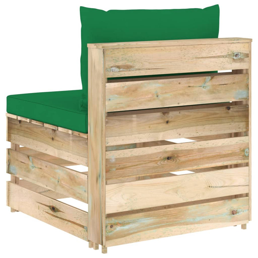 Sectioneel Met Kussens Geïmpregneerd Hout Groen en bruin Middenbank
