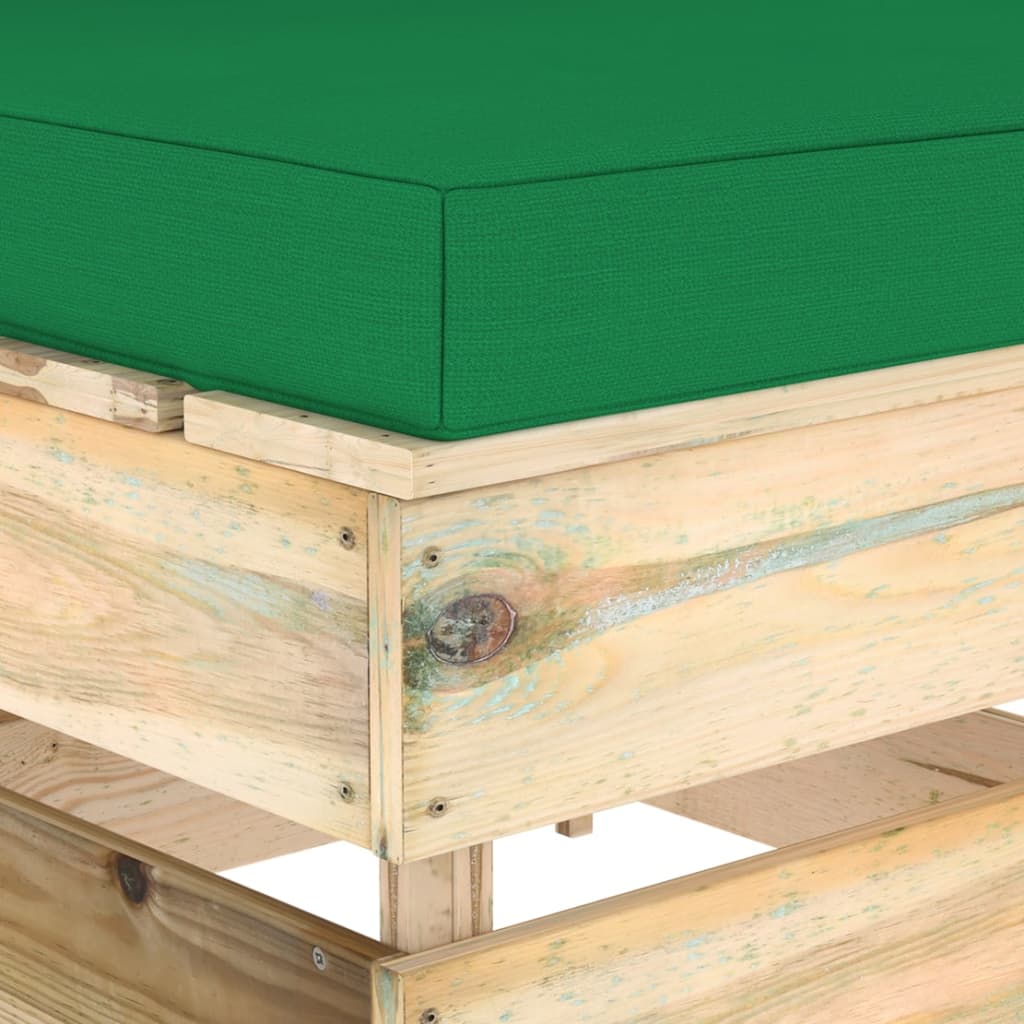 Sectioneel Met Kussens Geïmpregneerd Hout Groen en bruin Middenbank