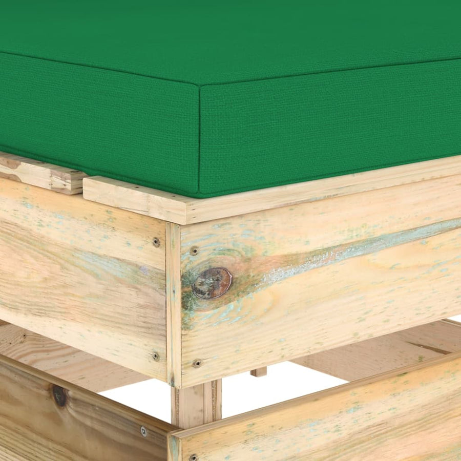 Sectioneel Met Kussens Geïmpregneerd Hout Groen en bruin Middenbank