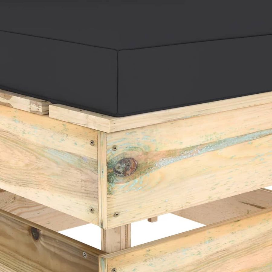 Sectioneel Met Kussens Groen Geïmpregneerd Hout Zwart en bruin Middenbank