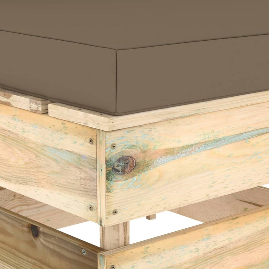 Sectioneel Met Kussens Groen Geïmpregneerd Hout Taupe en bruin Middenbank
