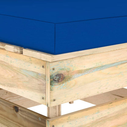 Sectioneel Met Kussens Groen Geïmpregneerd Hout Blauw en bruin Middenbank