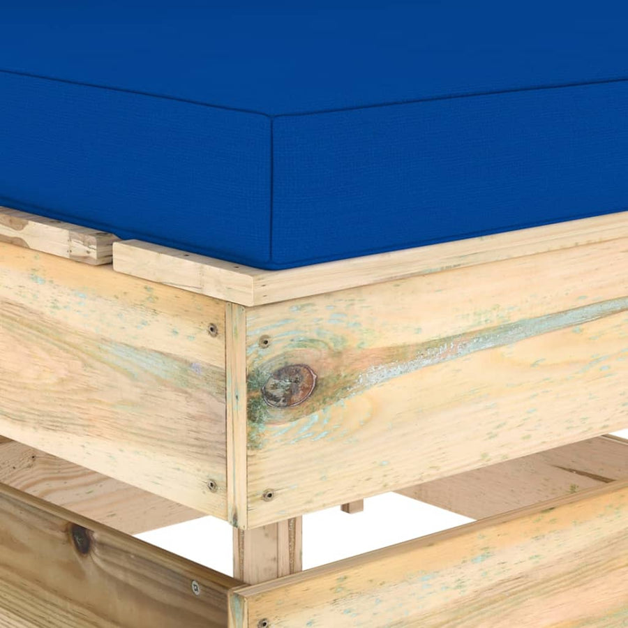 Sectioneel Met Kussens Groen Geïmpregneerd Hout Blauw en bruin Middenbank