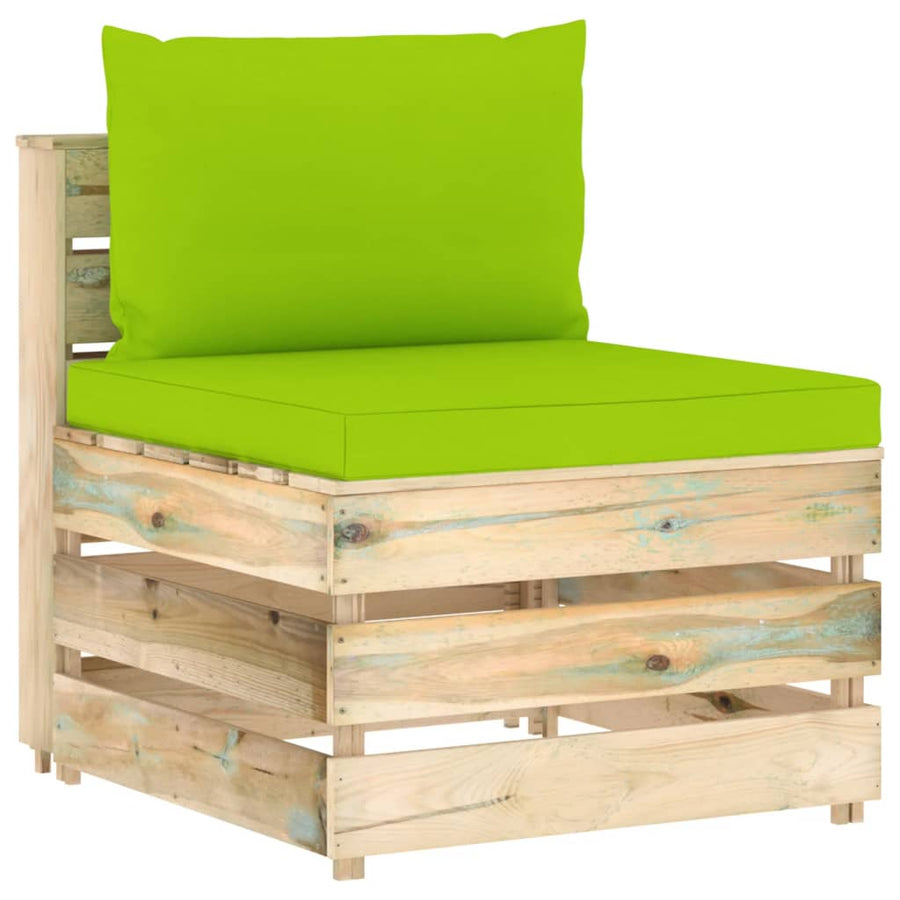 Sectioneel Met Kussens Groen Geïmpregneerd Hout Felgroen en bruin