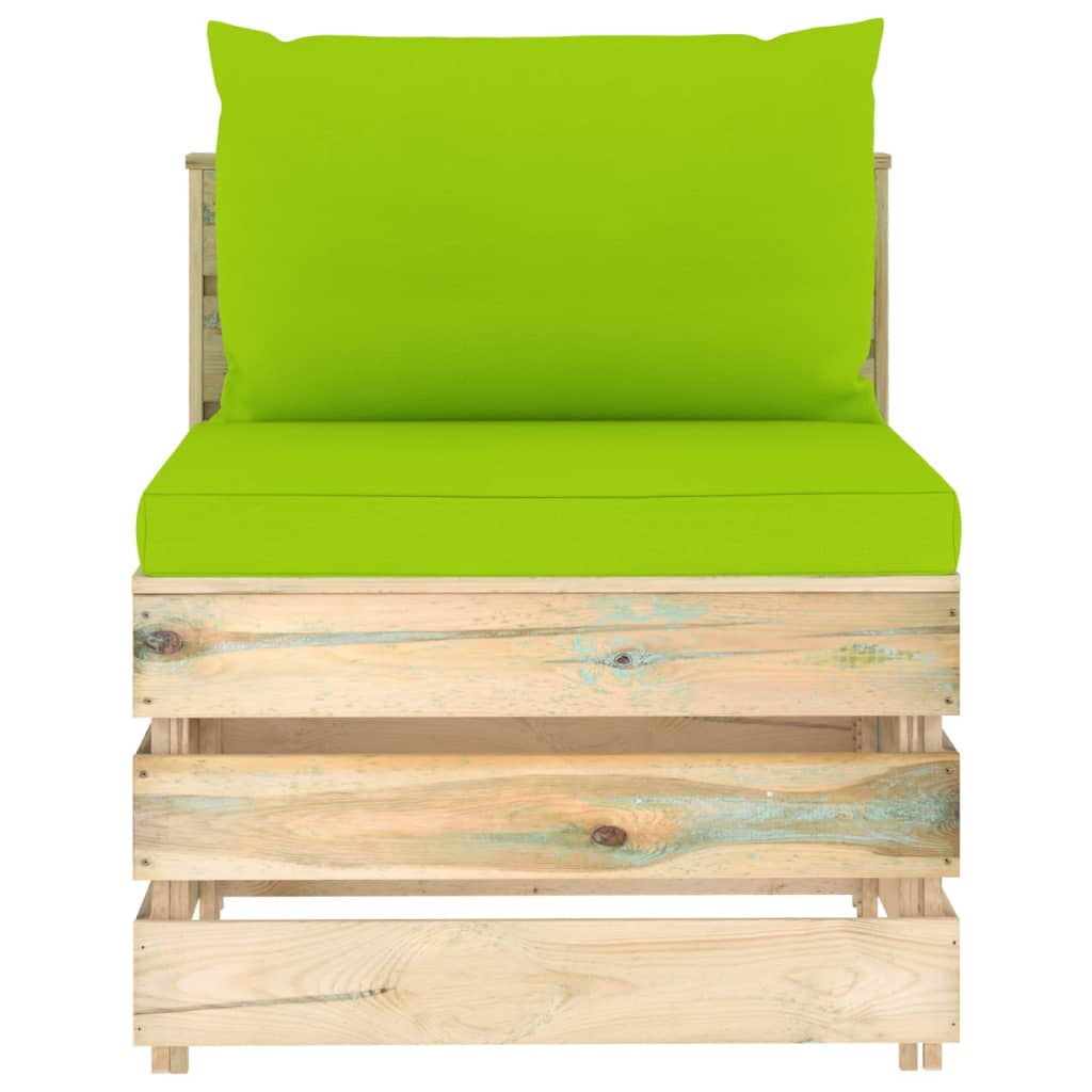 Sectioneel Met Kussens Groen Geïmpregneerd Hout Felgroen en bruin