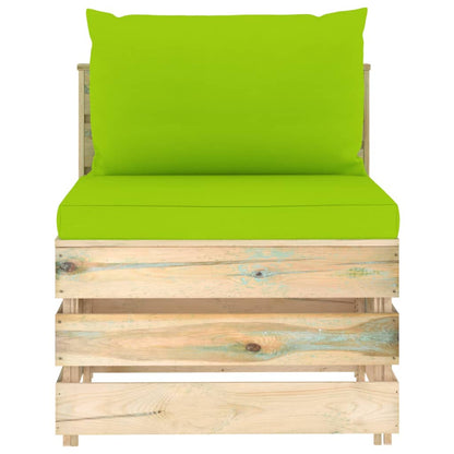 Sectioneel Met Kussens Groen Geïmpregneerd Hout Felgroen en bruin