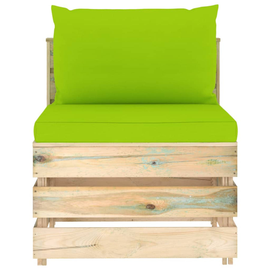 Sectioneel Met Kussens Groen Geïmpregneerd Hout Felgroen en bruin