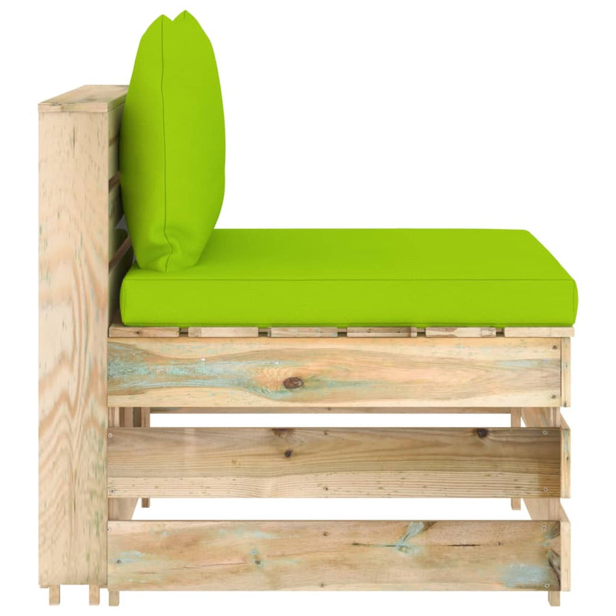 Sectioneel Met Kussens Groen Geïmpregneerd Hout Felgroen en bruin