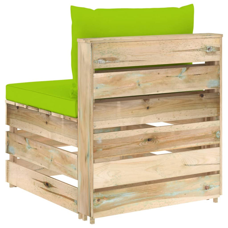Sectioneel Met Kussens Groen Geïmpregneerd Hout Felgroen en bruin
