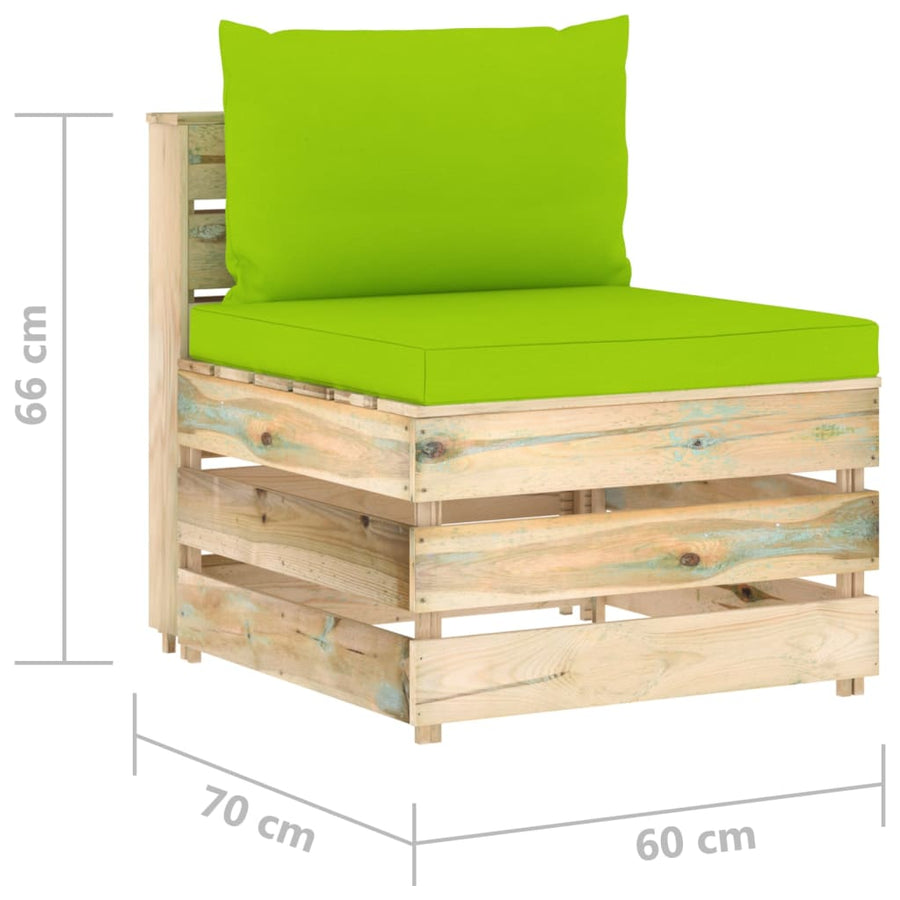 Sectioneel Met Kussens Groen Geïmpregneerd Hout Felgroen en bruin