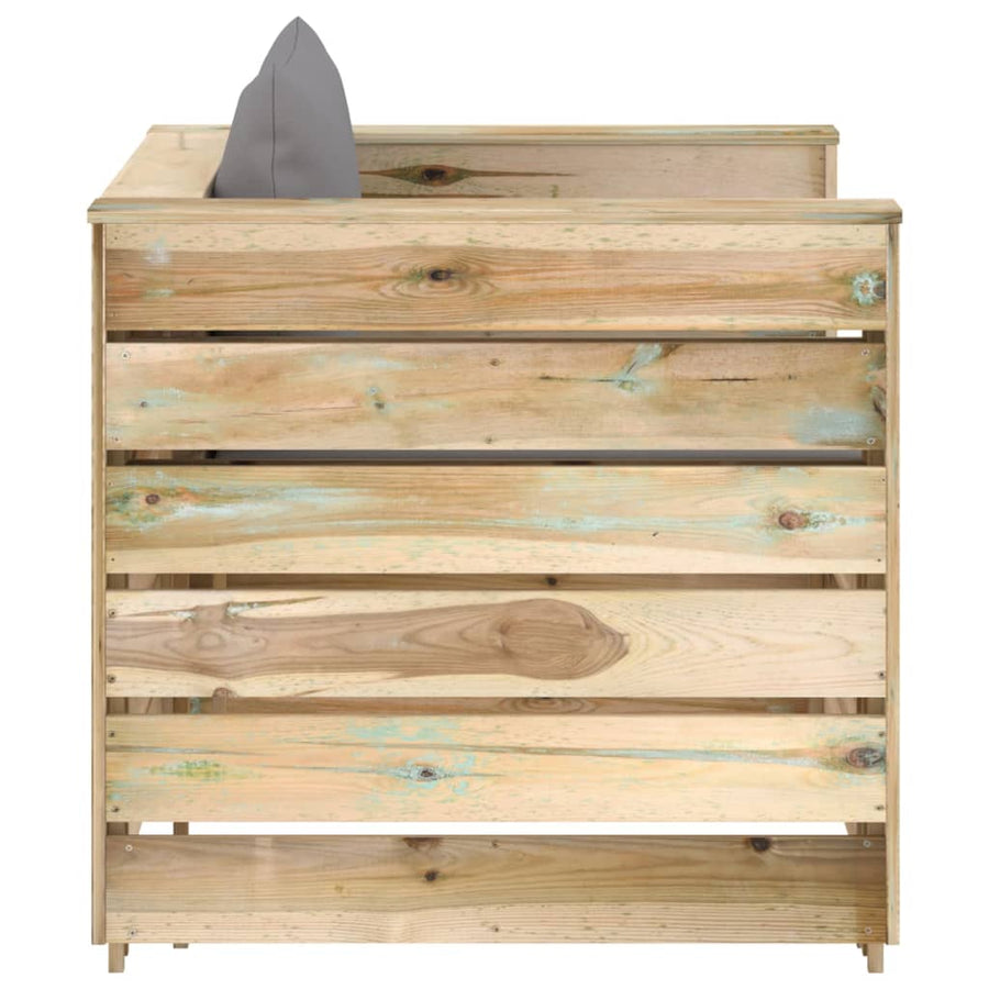 -Delige Loungeset Met Kussens Groen Geïmpregneerd Hout Grijs en bruin