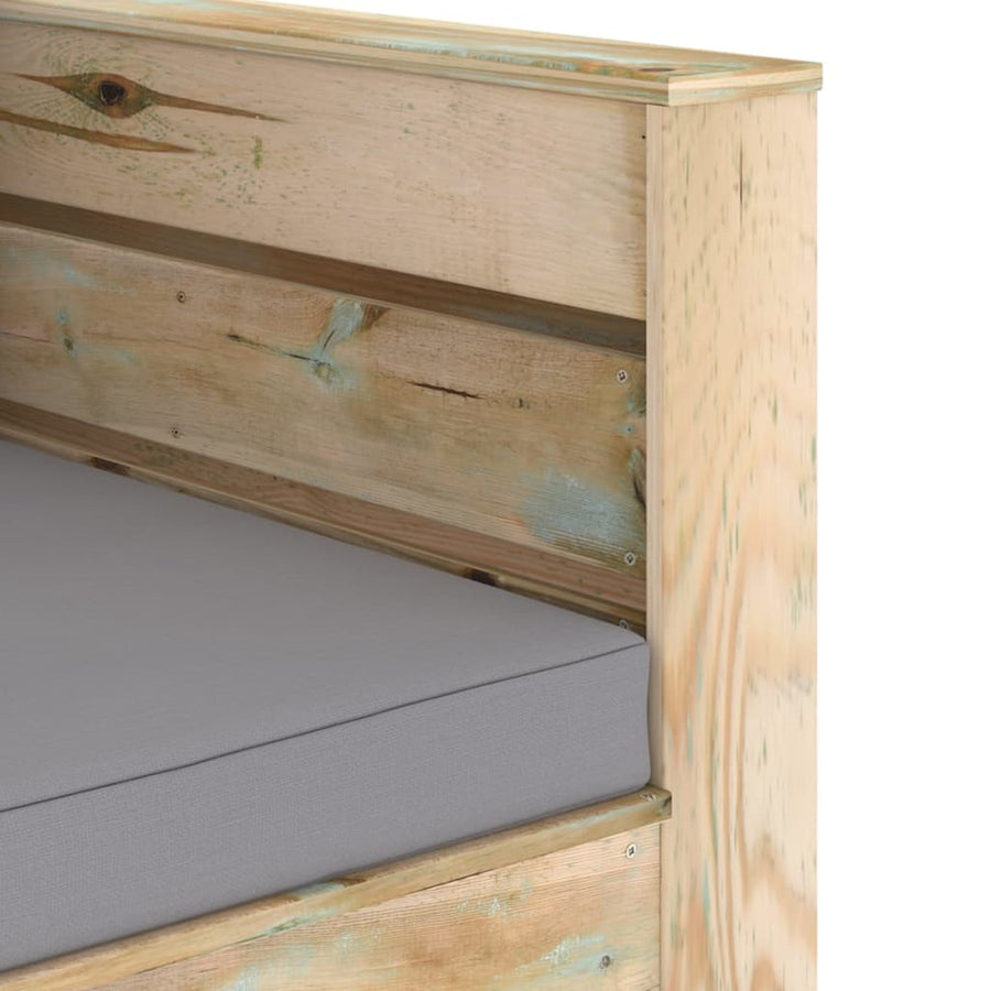 -Delige Loungeset Met Kussens Groen Geïmpregneerd Hout Grijs en bruin