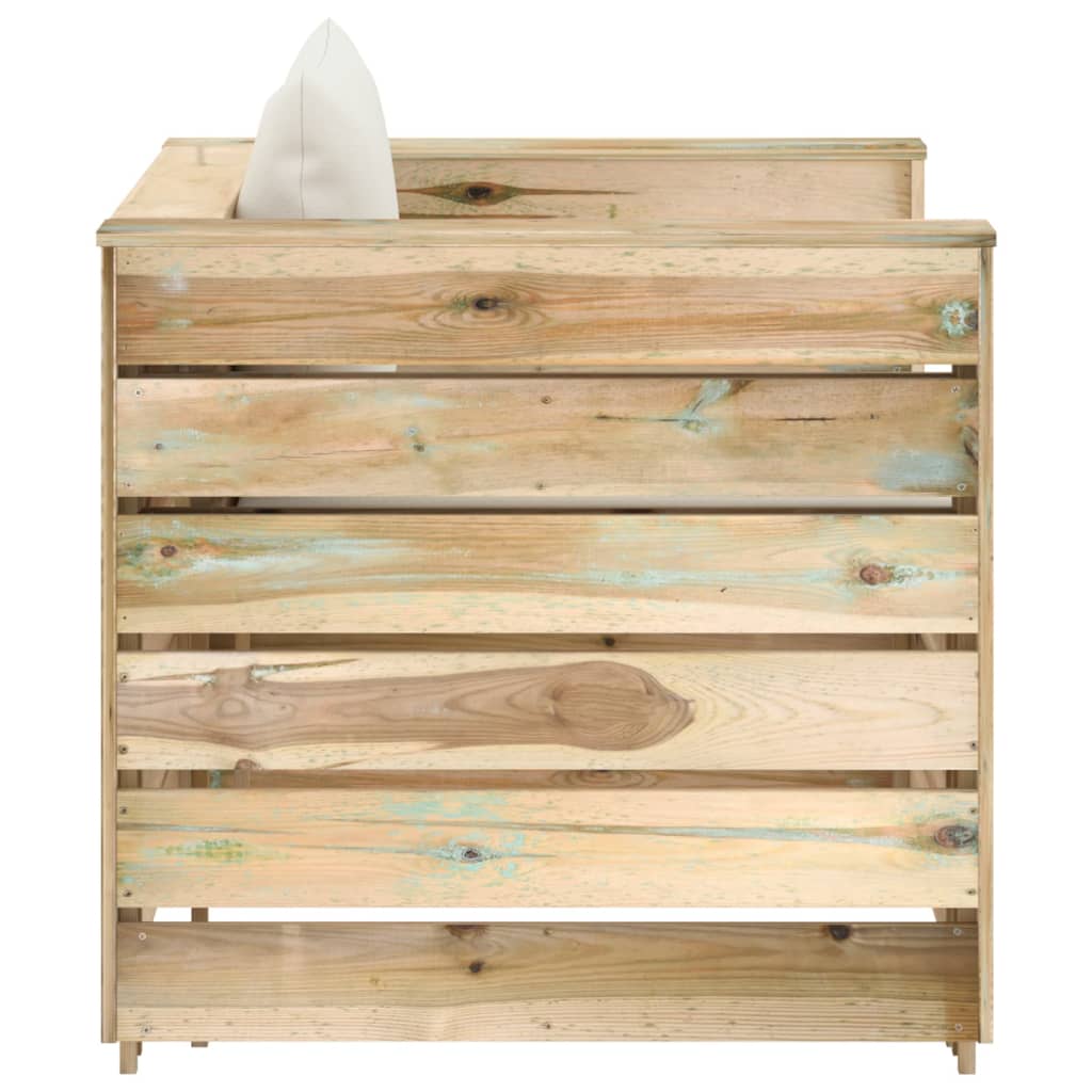 -Delige Loungeset Met Kussens Groen Geïmpregneerd Hout Crème en bruin