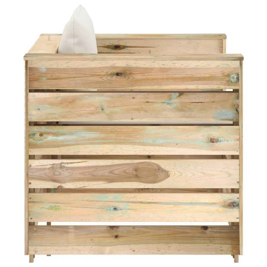 -Delige Loungeset Met Kussens Groen Geïmpregneerd Hout Crème en bruin