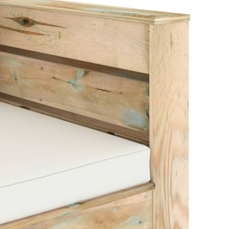 -Delige Loungeset Met Kussens Groen Geïmpregneerd Hout Crème en bruin