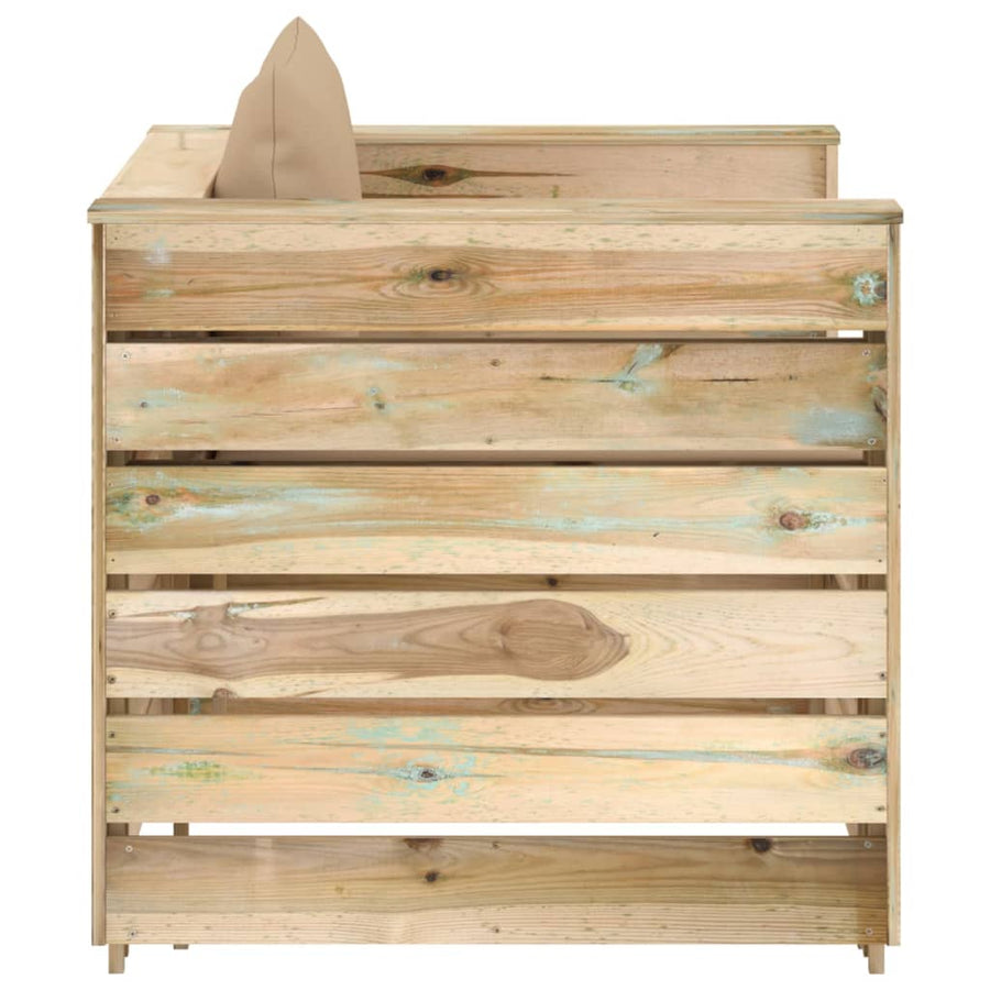 Loungeset Met Kussens Groen Geïmpregneerd Hout Beige en bruin