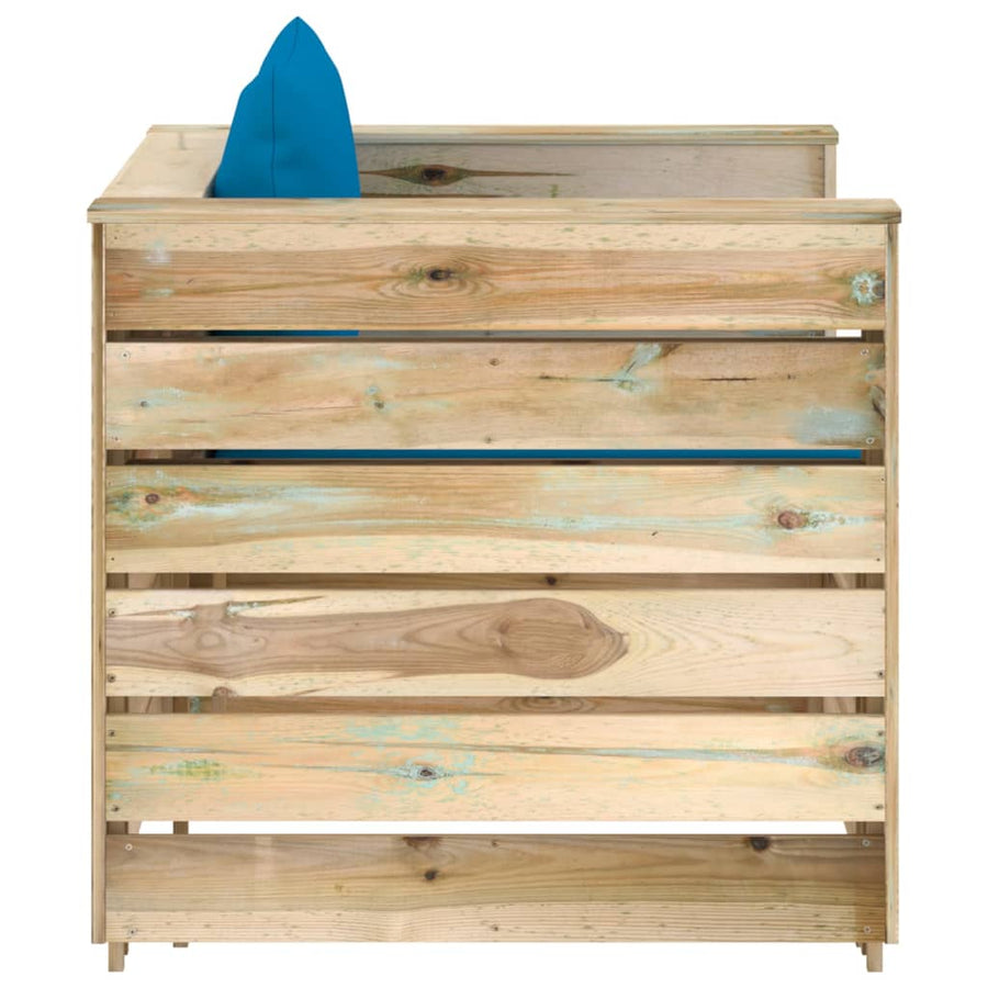 Loungeset Met Kussens Groen Geïmpregneerd Hout Lichtblauw en bruin