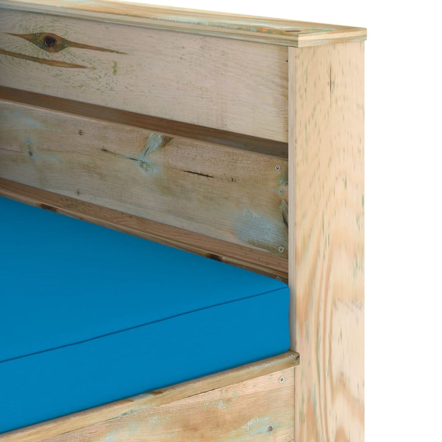 Loungeset Met Kussens Groen Geïmpregneerd Hout Lichtblauw en bruin