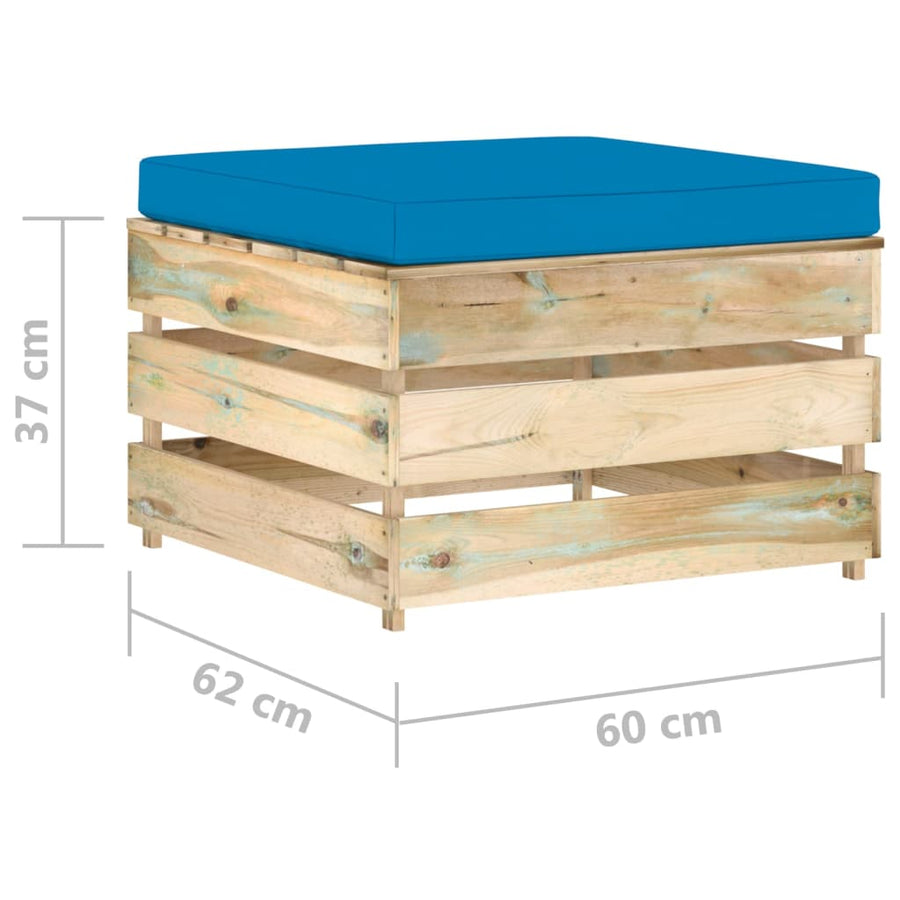 Loungeset Met Kussens Groen Geïmpregneerd Hout Lichtblauw en bruin