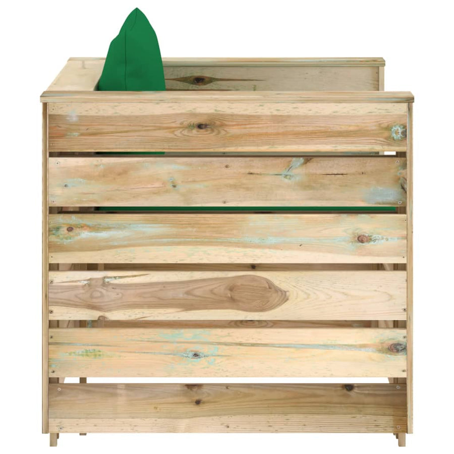 -Delige Loungeset Met Kussens Geïmpregneerd Hout Groen en bruin