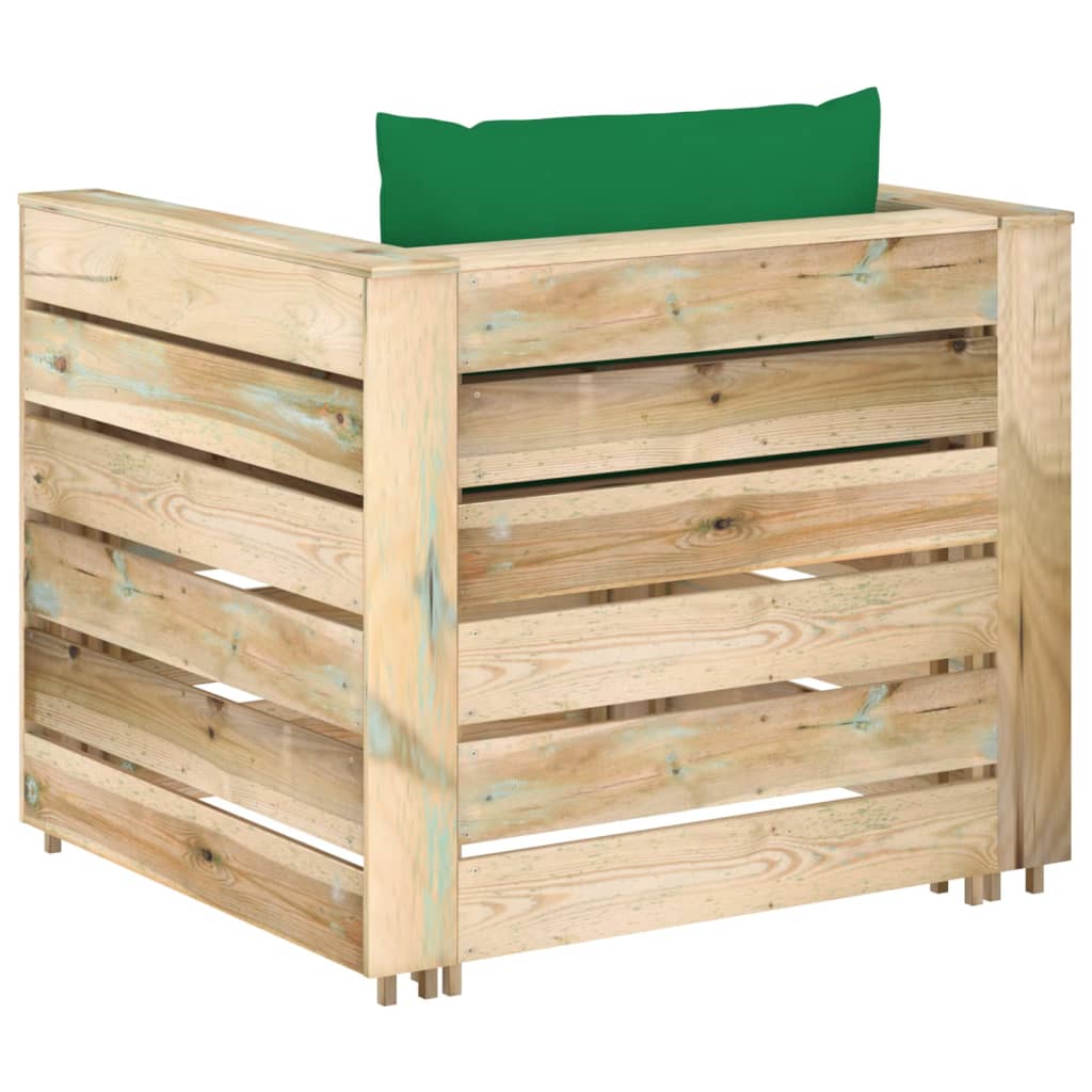 -Delige Loungeset Met Kussens Geïmpregneerd Hout Groen en bruin
