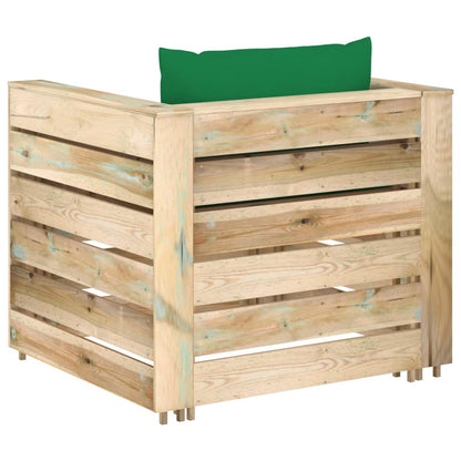 -Delige Loungeset Met Kussens Geïmpregneerd Hout Groen en bruin
