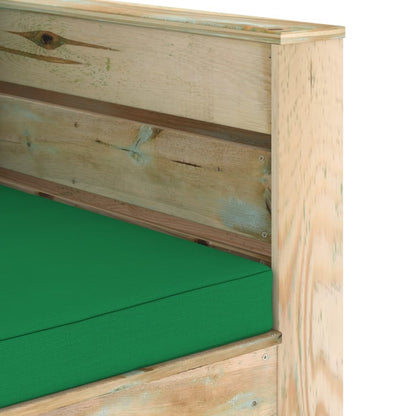 -Delige Loungeset Met Kussens Geïmpregneerd Hout Groen en bruin