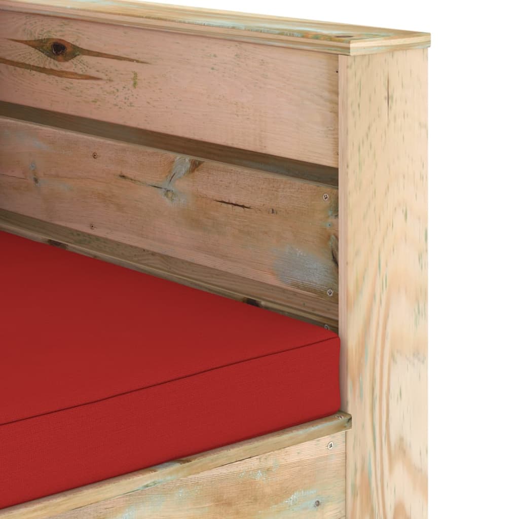 Loungeset Met Kussens Groen Geïmpregneerd Hout Rood en bruin
