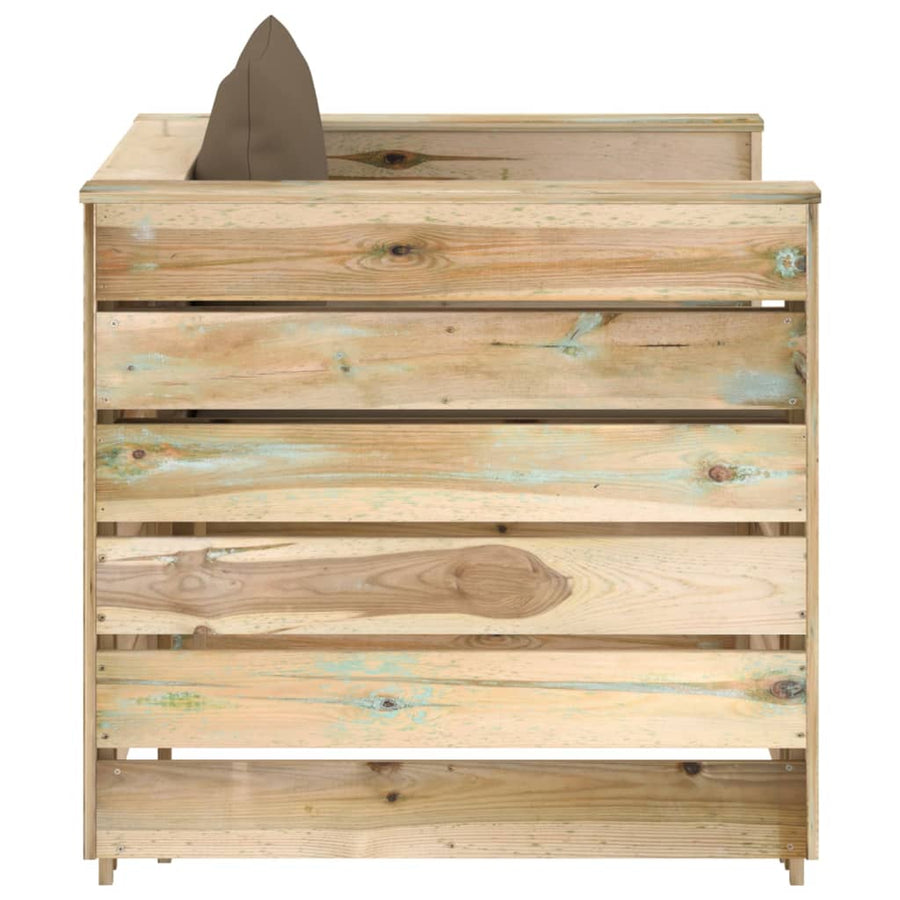 Loungeset Met Kussens Groen Geïmpregneerd Hout Taupe en bruin
