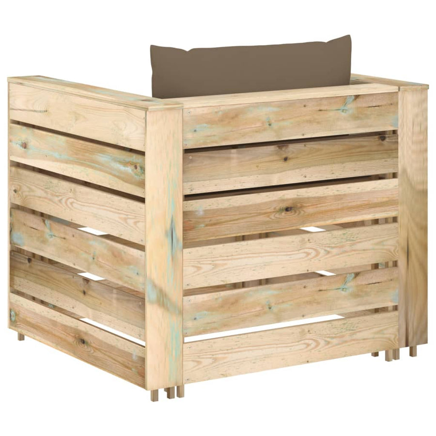 Loungeset Met Kussens Groen Geïmpregneerd Hout Taupe en bruin