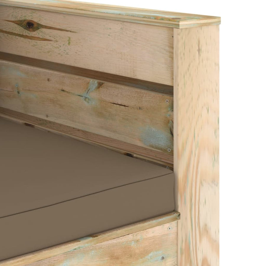 Loungeset Met Kussens Groen Geïmpregneerd Hout Taupe en bruin