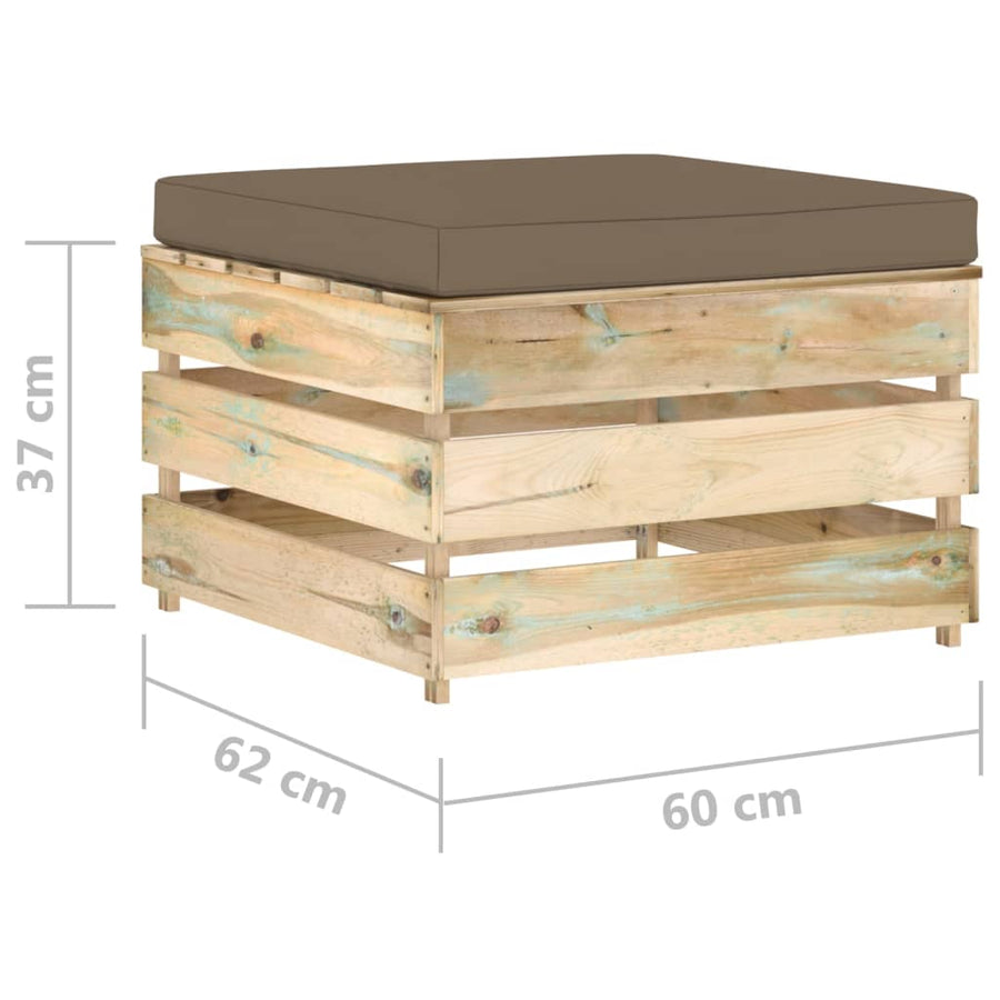 Loungeset Met Kussens Groen Geïmpregneerd Hout Taupe en bruin