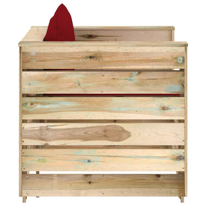 Loungeset Met Kussens Groen Geïmpregneerd Hout Wijnrood en bruin