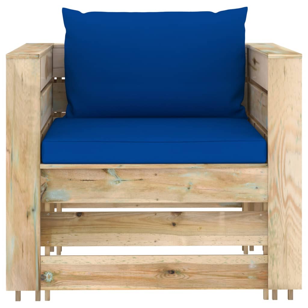 2-Delige Loungeset Met Kussens Groen Geïmpregneerd Hout Blauw en bruin