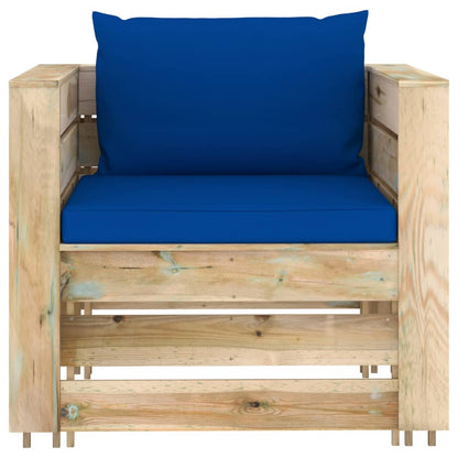 2-Delige Loungeset Met Kussens Groen Geïmpregneerd Hout Blauw en bruin