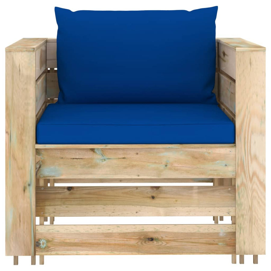 2-Delige Loungeset Met Kussens Groen Geïmpregneerd Hout Blauw en bruin