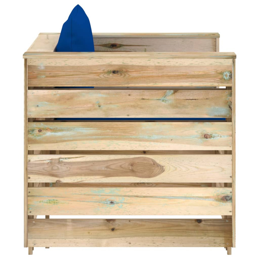 2-Delige Loungeset Met Kussens Groen Geïmpregneerd Hout Blauw en bruin