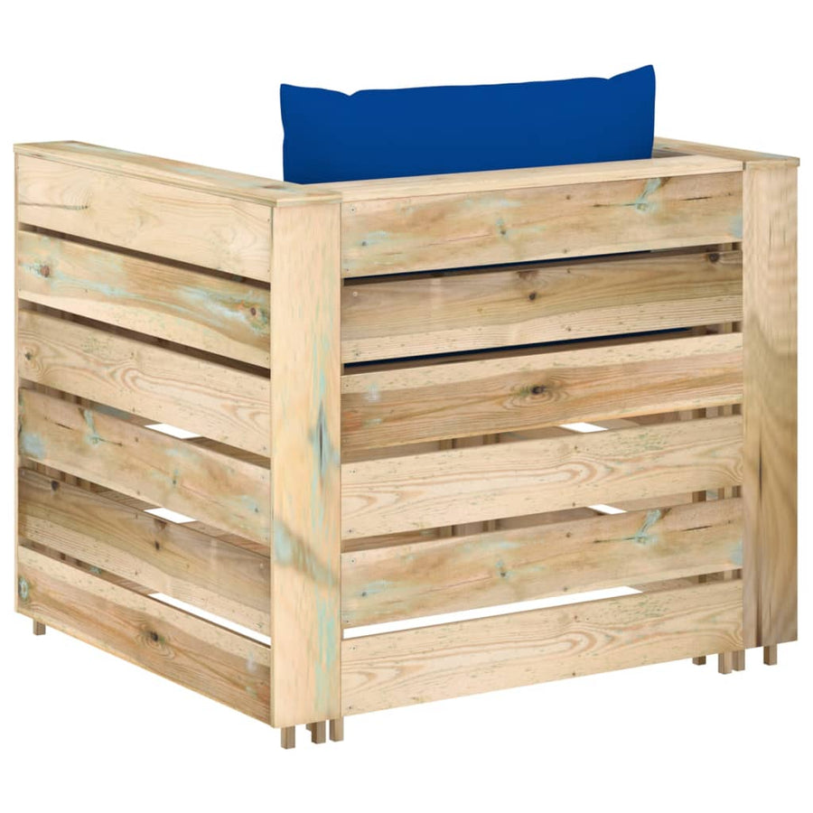 2-Delige Loungeset Met Kussens Groen Geïmpregneerd Hout Blauw en bruin