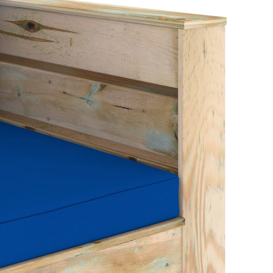2-Delige Loungeset Met Kussens Groen Geïmpregneerd Hout Blauw en bruin