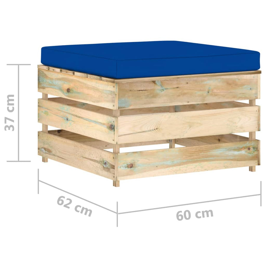 2-Delige Loungeset Met Kussens Groen Geïmpregneerd Hout Blauw en bruin
