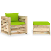 Loungeset 2-delig geïmpregneerd hout groen