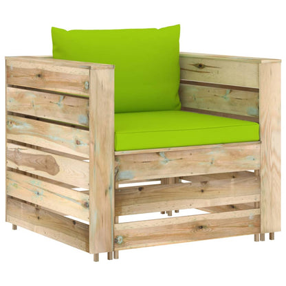 2-Delige Loungeset Met Kussens Groen Geïmpregneerd Hout 2
