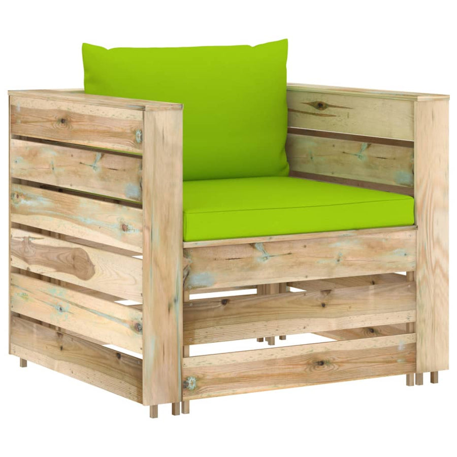 2-Delige Loungeset Met Kussens Groen Geïmpregneerd Hout 2