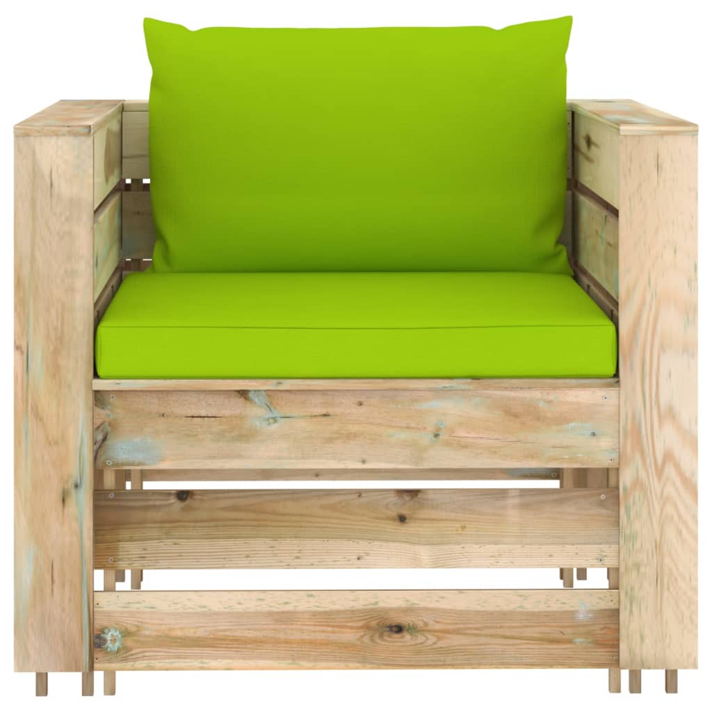 2-Delige Loungeset Met Kussens Groen Geïmpregneerd Hout 2