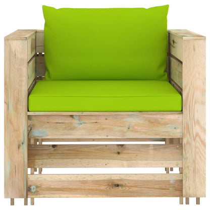 2-Delige Loungeset Met Kussens Groen Geïmpregneerd Hout 2