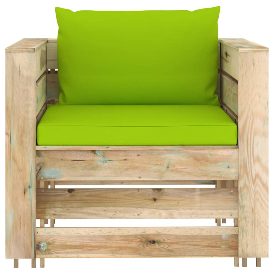 2-Delige Loungeset Met Kussens Groen Geïmpregneerd Hout 2