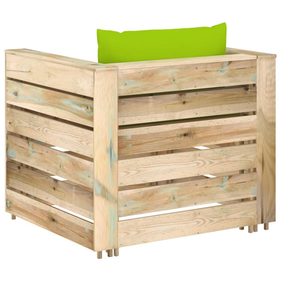 2-Delige Loungeset Met Kussens Groen Geïmpregneerd Hout 2